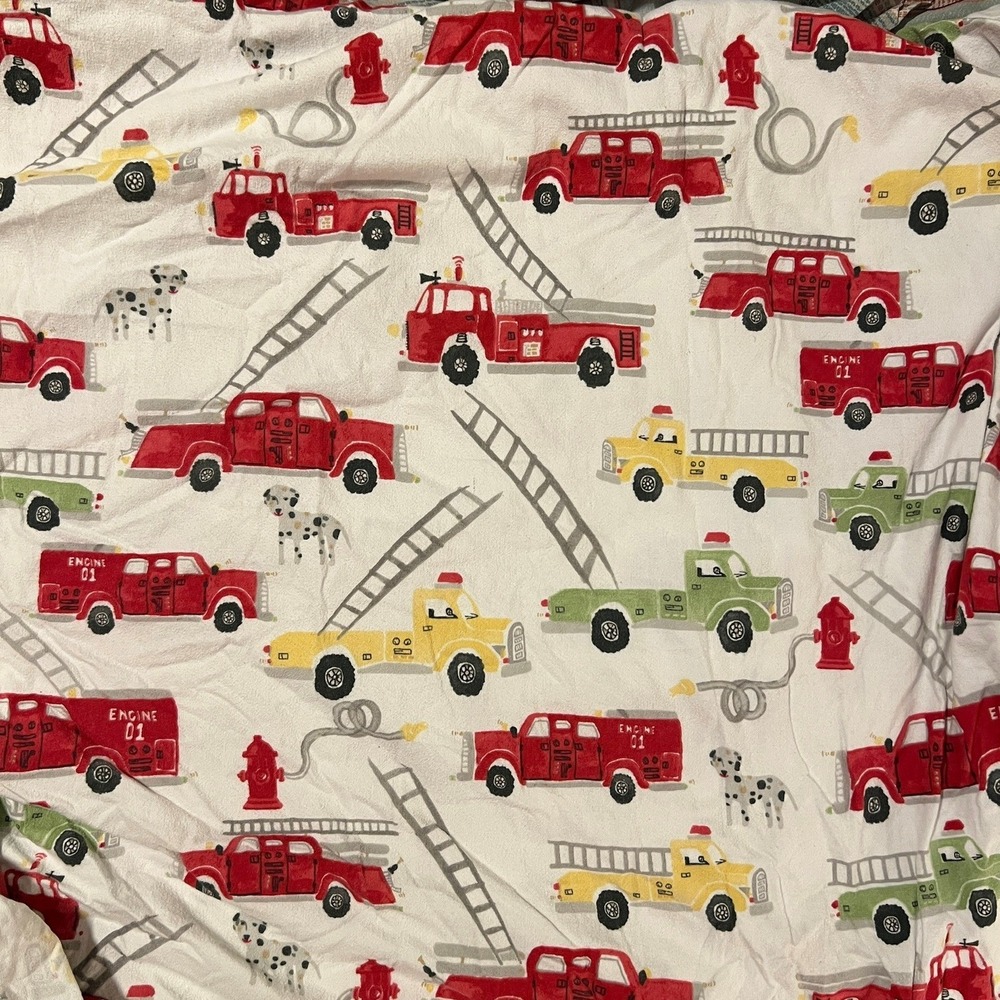 Pottery Barn Kids Sheet - Fitted - Firetrucks & Dalmatians - Twin - Flannel